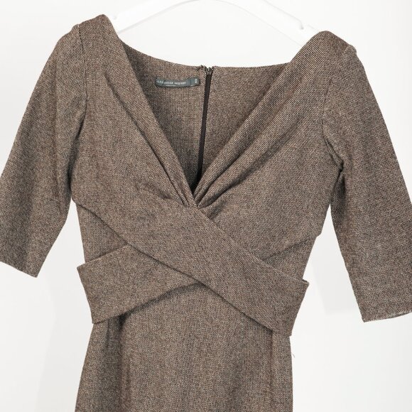Alexander McQueen AW/05 Runway Brown Wool Tweed Crossover-Waist Dress - Picture 4 of 10
